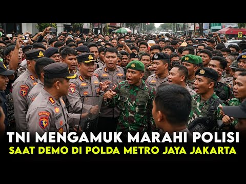 PULUHAN TNI MENGAMUK‼️Polisi dan Brimob Dimarahi di Depan Polda Metro Jaya Saat Demo Besar Jakarta