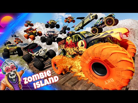 Monster Jam INSANE Racing, Freestyle, and High Speed Jumps LIVE | Zombie Island #18 | Grave Digger