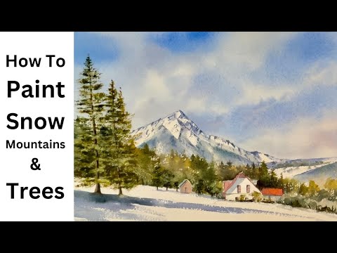 How to Paint Mountains & Trees in Watercolour - 7 Step Landscape Tutorial