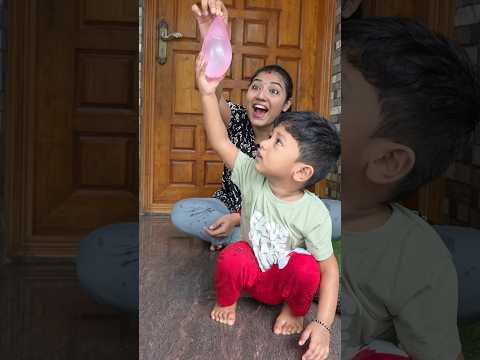 Our baby play with water balloon🥰😍#shorts