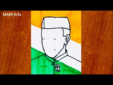 Easy Jawaharlal Nehru drawing easy from 3×4 dots // Easy Children's day drawing // Nehru Rangoli