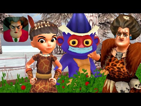 Scary Teacher Stone Age New Update Part 70 New Chapters Monkey Trouble Game Secrets (IOS ANDROID)