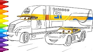 Cruz Ramirez & Dinoco 51 Hauler Drawing ✏️ | CARS 3 Coloring Pages for Kids | Tim Tim TV