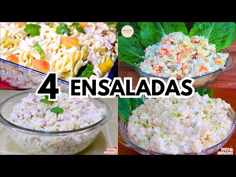 4 ENSALADAS FACILES para NAVIDAD Guarniciones DELICIOSAS!!!