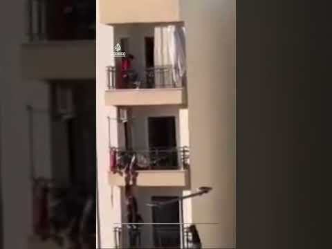 Girl rescued by free-climbing neighbour from balcony in Turkiye | AJ #shorts