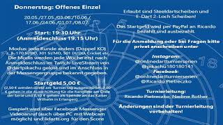 Donnerstags Einzel von der Online Dart Turnier Serie