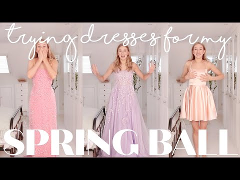 TRYING ON DRESSES FOR MY COLLEGE SPRING BALL | Coco's World