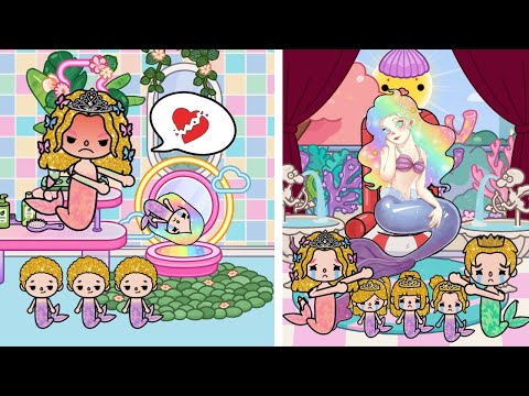 Gold Mermaid Family Hate Me Because I Have Rainbow Hair | Toca Sad Story |Toca Life World |Toca Boca