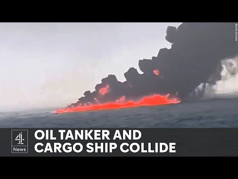 North Sea crash: oil tanker carrying jet fuel hits cargo ship