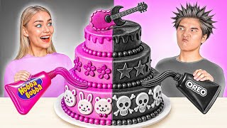Negra vs Rosa Desafío de Decoración de Pasteles | Batalla Comestible por Multi DO Challenge
