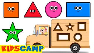 Find Shapes in the City 🚚 Circle, Square, Triangle With Wooden Truck | KidsCamp Learning Videos