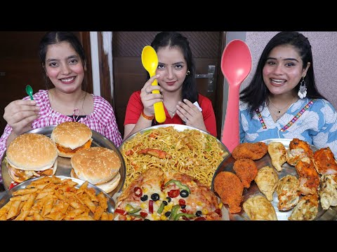 Small Spoon vs Medium vs Biggest Spoon Food Challenge | Momos, Pizza, Burger, Spicy Chowmein🌶️ Pasta