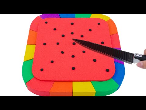 Satisfying Video | DIY How To Make Rainbow Square Watermelon From Kinetic Sand Cutting ASMR