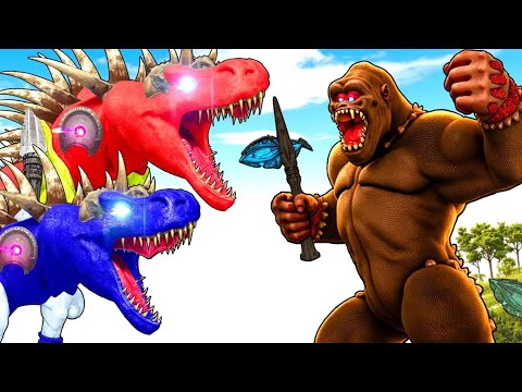 All Spider-Man Dinosaurs Fighting vs Superheroes T-Rex in Spider-Man Bridge Jurassic Spiderman