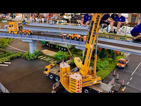 MEGA RC TRUCK CRANE Liebherr Builds a Long Bridge! Model Expo Ostrava