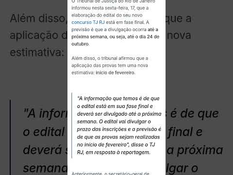 #TJ RJ - EDITAL IMINENTE#