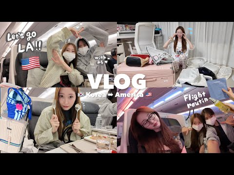 【Vlog】念願のLA旅行のはずが飛行機８時間の大遅延😮🛩️💦深夜パッキングからの10時間フライト✈️🇺🇸flight routine👜🧖‍♀️🍽️