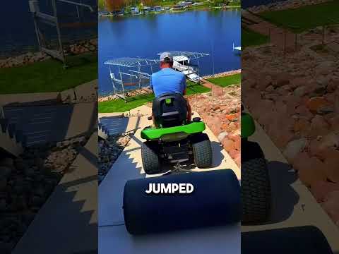 No Brakes! Mower Rushes Toward Pond 😬😱