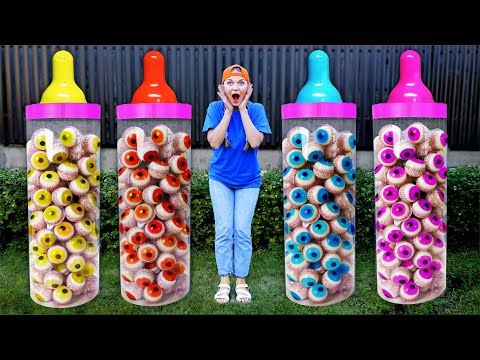 Giant Color Eyeball Jelly Bottle 컬러 보틀 캔디 젤리 먹방 MUKBANG