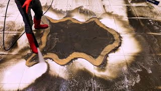 Jet black dirty awesome pattern carpet cleaning ASMR