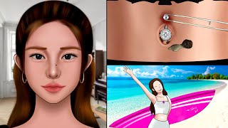 ASMR Satisfying Navel stone removal animation‼️, Removing Pus from Piercing, Piercing Cleaning