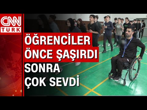 Engelli bir beden eğitimi öğretmeni! Tekerlekli sandalyede ders veriyor engel tanımıyor