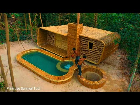 100 Days Building A Modern Two-Story Millionaire underground House Using Primitive Tools