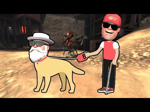 Blindfolded engineer tf2, feat. Uncle Dane as a guide dog