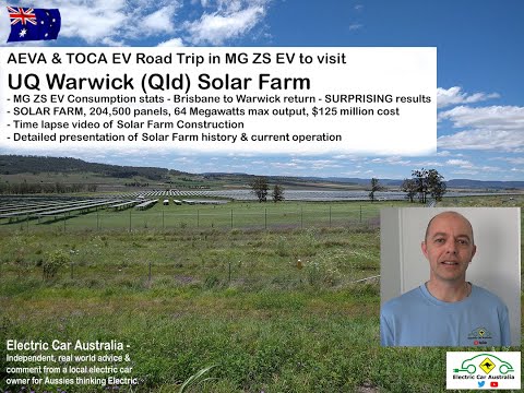 MG ZS EV Road trip | Visiting Warwick (Qld) Solar PV Farm w 204,500 panels | Electric Car Australia