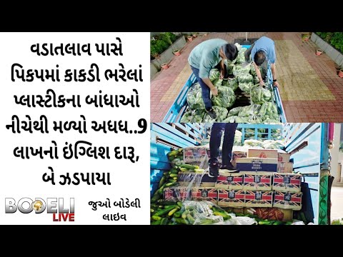 વડાતલાવ પાસે પિકપમાં કાકડી ભરેલા પ્લાસ્ટીકના બાંધાઓ નીચેથી મળ્યો અધધ..9 લાખનો ઇંગ્લિશ દારૂ, 2 ઝડપાયા