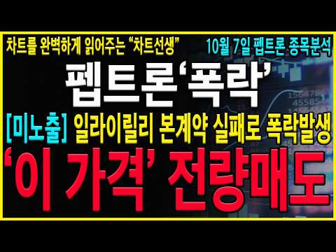 [펩트론 주가 <strong>분석</strong>] "긴급" 본계약 실패로 폭락발생 지금구간 반등시에 전량X도 준비하셔야 합니다. <strong>정말</strong> 제대로 대응하세요! #삼천당제약#펩트론#펩트론 주가전망