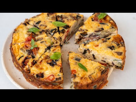 Quiche sans pâte aux légumes du soleil, mozzarella et basilic pour l'été