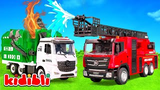 Çöp Kamyonu Alev Alıyor İtfaiye Aracı Hızla Yetişip Günü Kurtarıyor 🚒 Çocuklar İçin Video | Kidibli