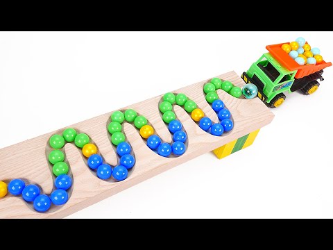 Satisfying Video l Marble Run Race ASMR ☆ HABA Slope, 4 Funnels, Garbage Truck #9