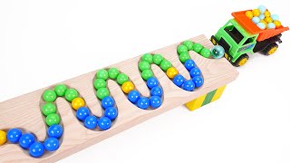 Satisfying Video l Marble Run Race ASMR ☆ HABA Slope, 4 Funnels, Garbage Truck #9