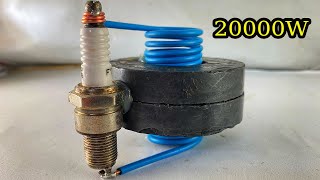 5 Amazing How to make 20000w free electricity energy with pvc copper wire use spark plug 100%
