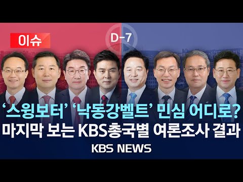 [🔴이슈] 총선 D-7 '스윙보터' 충청, '빅매치' 경남, '비례대전' 광주/마지막 보는 KBS총국별 여론조사(1~2일)/2024년 4월 3일(수)/KBS