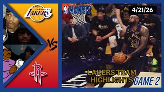 Lakers Team Highlights vs Rockets Playoffs First Round Game 2 reaction W/ Coaches Den