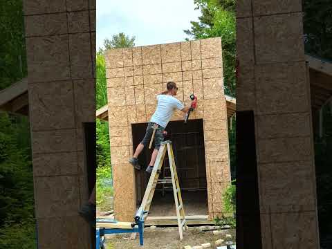 installing wood sheathing on a shed project #constructionchannel #diy #homeimprovement