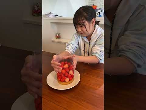 いちごがなだれ落ちてくるケーキに大興奮！！🍓