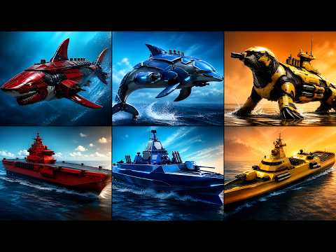 Cyberpunk Ocean War Mecha Shark vs Colossal Kraken