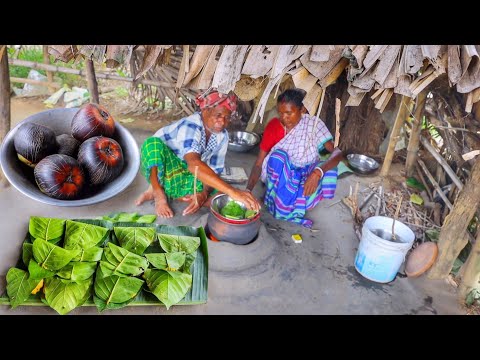 Palm Fruit steamed cake recipe prepared by our santali tribe couple