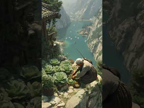 Korean Grandpa Grows Vegetables on a Steep Mountain | Peaceful Rural Life #Shorts