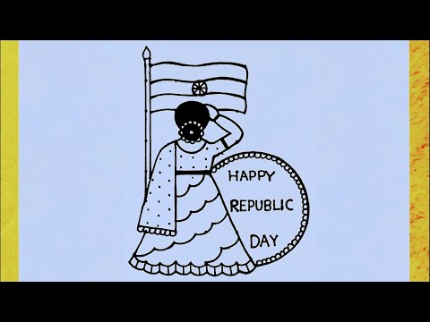 Traditional girl drawing with flag from 4×7 dots / Independence day drawing / Republic day drawing