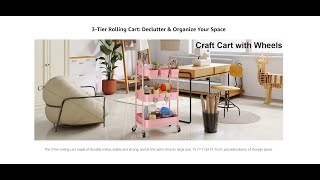 3 Tier Metal Rolling Cart with Lockable Wheels and Handle | Recximi