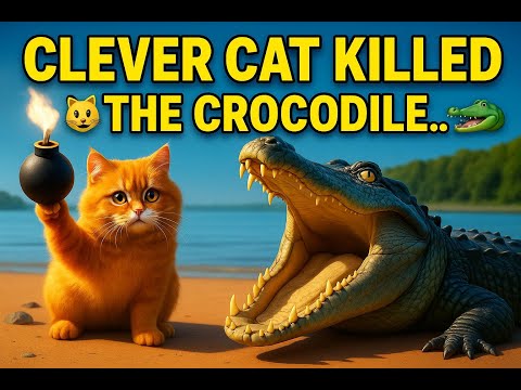 What😱 ! Clever Cat 🐱 Killed The Crocodile🐊 #funny #catvideos #animation #cutecat