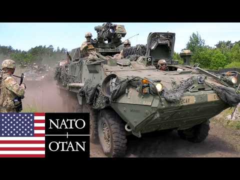 US Army, NATO. Stryker armored vehicles during joint military training in Poland.