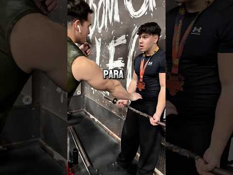 Reto al campeón de España subjunior (16 años) en curl de bíceps y pasa esto #biceps #strictcurl #fyp