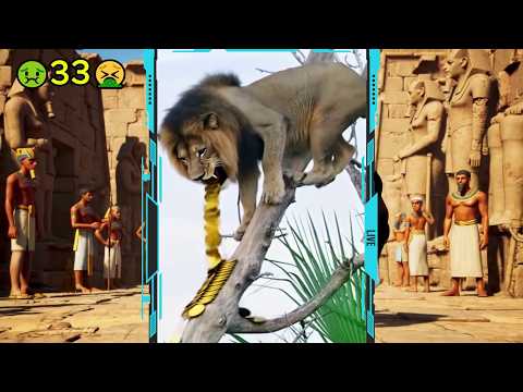 The lion vomits 🤮 50 times !! ؟ 😱 !!  = 🔥🦾 |  wow | veo 3 | AI