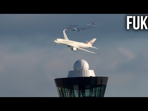 Left Circuit Landing at Fukuoka Airport Japan Airlines A350